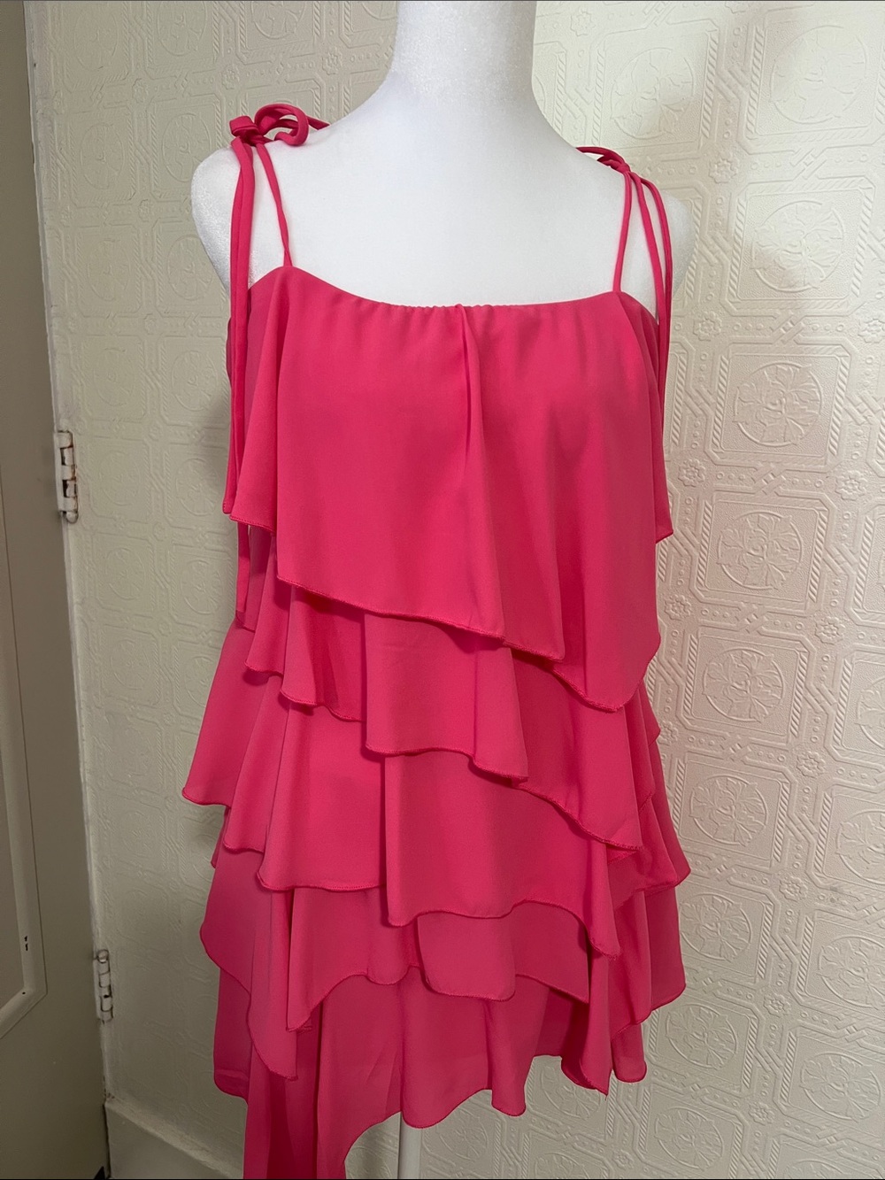 Elegant Pink Layered Midi Dress